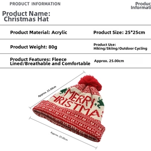 Fleece-lined knit Christmas hat with green tree pattern and breathable acrylic fabric