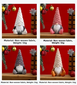 Detail of 56g Nordic faceless Christmas gnomes in white, pink, gray and camel colors