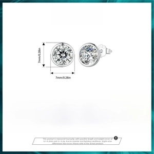 Detail view of 7mm round S925 sterling silver stud earrings with 1.4g weight specifications