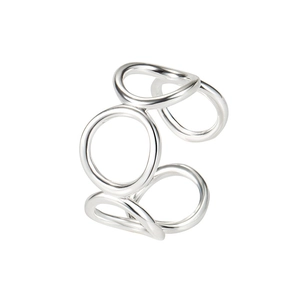 Minimalist S925 sterling silver open ring featuring stacked geometric hollow circles