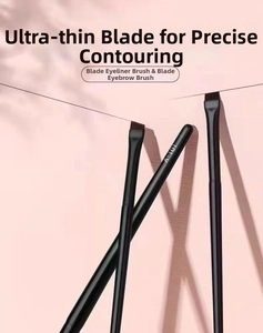 Macro view of A-101 ultra-thin angled eyeliner and eyebrow brush bristles