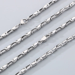 Minimalist silver stainless steel chain bracelet set with lobster clasp for men and women