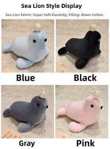 Soft plush sea lion toys in four colors with stretchy fabric and down cotton filling