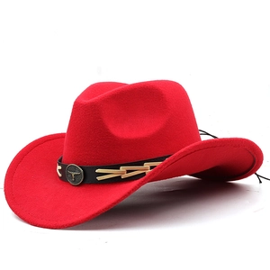 Western Cowboy Hat Vintage Felt Wide Brim With Bull Head Emblem Retro Ethnic Style For Men Women And Kids