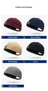 Selezione di cappelli docker senza tesa con ricamo retrò e fibbie metalliche regolabili