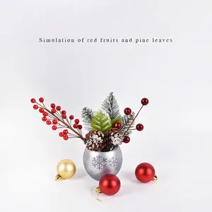 Artificial Christmas Berry Pine Cone Stems And Peacock Feather Clips For DIY Holiday Tree Decoration Home Party Layout