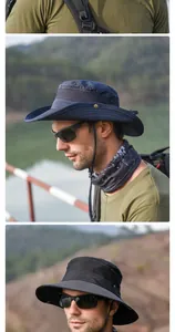 Detail of outdoor sun hat with breathable mesh and adjustable chin strap for fishing