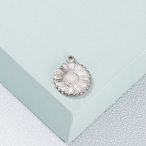 Pendentif tournesol en acier inoxydable argenté pour la fabrication de bijoux DIY