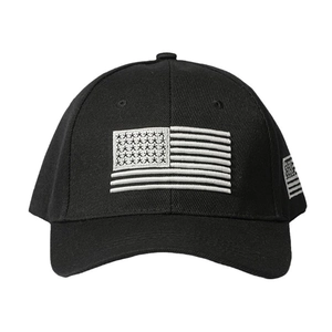 Casquette de baseball noire classique avec broderie drapeau américain et sangle ajustable
