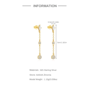 Detail of 925 sterling silver tassel earrings with AAAAA cubic zirconia stones
