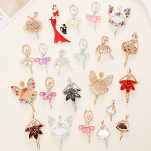 Elegant Ballet Dancer Ballerina And Fairy Charms Alloy Pendants Rhinestone Enamel For DIY Jewelry Making Accessories