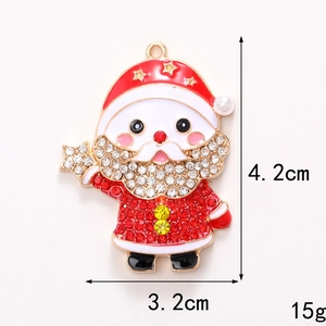Detail view of Santa Claus pendant with dimensions 4.2cm by 3.2cm and rhinestone accents
