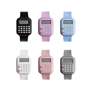 Mini multi-functional calculator digital watches in six vibrant colors with silicone straps