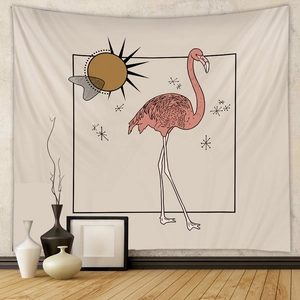 Bohemian flamingo wall tapestry with sun and star patterns for modern home decoration