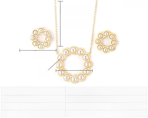 Detailed size specifications for stainless steel necklace and shell pearl earrings set