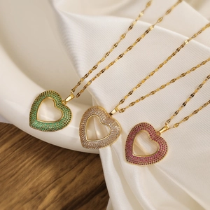 Hollow Heart Pendant Necklace Copper Gold Plated Zircon Clavicle Chain Fashion Niche Jewelry For Women