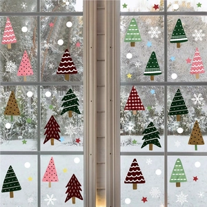 Christmas Window Stickers PVC Snowflake Christmas Tree Star Glass Wall Decals Static Cling Holiday Party Decor