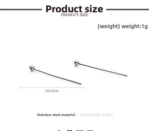 Detailed view of 34x4mm stainless steel ball head pins with weight specifications