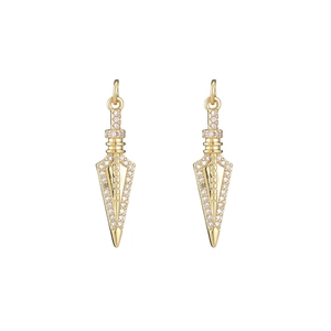 Orecchini a pugnale placcati oro 14K con scintillanti zirconi in stile minimalista