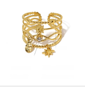 Detailed size specifications for the 18K gold plated multi-layer star and crystal ring