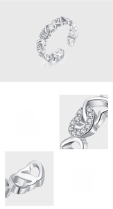 Makroaufnahme von S925 Sterlingsilber Ring mit hohlem Herz und Pave-Zirkonia-Besatz