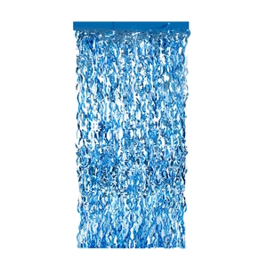 Blue wave foil fringe curtain backdrop for birthday party wall decoration