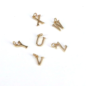 Mini dijes de letras de cobre chapado en oro para joyería DIY incluyendo letras de U a Z
