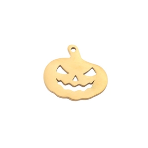 Polished gold stainless steel pumpkin pendant accessory for Halloween DIY jewelry