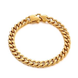 Mens Cuban Link Chain Necklace Bracelet Stainless Steel Hip Hop Punk Jewelry Gold Silver Color With Box Clasp