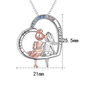 Detail of S925 silver sister necklace pendant with I love you forever engraving