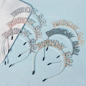 Rhinestone Birthday Girl Letter Headband Metal Crystal Birthday Party Hairband Fashion Bridal Accessory For Women Girls