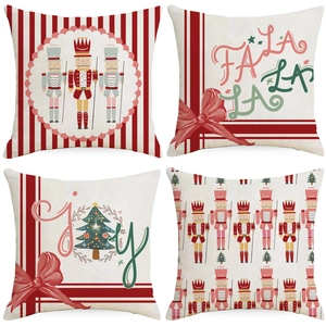 Weihnachten Nussknacker Leinen Kissenbezug Dekorative Kissenhülle Für Wohnzimmer Sofa Feiertag Winter Home Decor