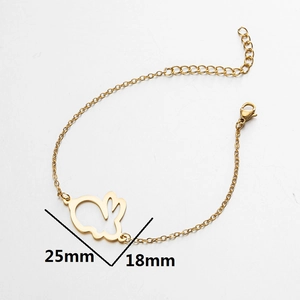 Golden stainless steel bracelet with minimalist hollow rabbit pendant and adjustable clasp