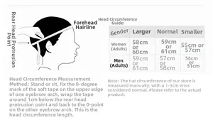 Size guide for knitted hats showing head circumference measurements and sizing instructions
