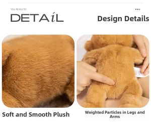Detail of plush bear with soft long faux fur fabric and weighted stabilizer beads