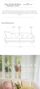 Size guide for Nordic tulip pillows showing 45x45cm and 30x50cm embroidered cushion dimensions