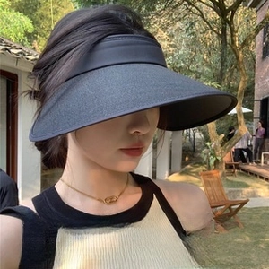 Detail of the UPF 50+ black glue sun protection layer on the breathable sun visor hat