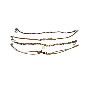 Détails du lot de 4 bracelets bohèmes avec breloque étoile et fermoirs mousquetons