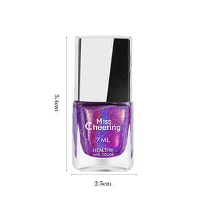 7ml healthy purple laser glitter nail polish in square glass bottle with silver cap