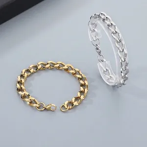Minimalist 18K gold and silver stainless steel cuban chain bracelets with lobster clasp