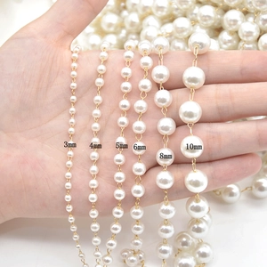 Detailed comparison of 3mm to 10mm white pearl beads chains for DIY jewelry making