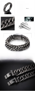 Detailed view of 15mm wide vintage stainless steel Cuban link bracelet for men