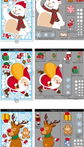 Detailed sheet of Christmas stickers featuring Santa, polar bear and reindeer motifs