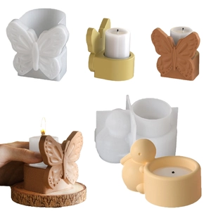 Silicone Mold Butterfly Rabbit Shape For DIY Candle Holder Resin Casting Plaster Cement Home Decor Handcrafted