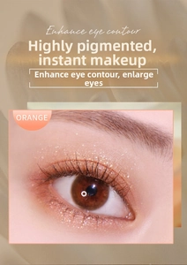 Close-up of sparkling orange shimmer eyeshadow applied to the eyelid for a glowing look