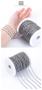 Detailed view of silver 1.2mm wave foxtail chain roll for DIY jewelry making