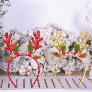 Sparkly reindeer antler headbands with sequins and bells for Christmas party hair accessories