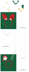 Detailed view of three festive Christmas headbands featuring sequins, antlers and Santa motifs