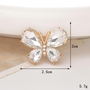 Macro shot of butterfly crystal shoe charm with dimensions 2.5cm width and 2cm height
