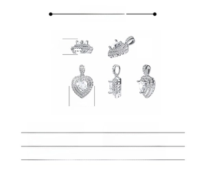 Detailed view of S925 silver heart pendant with moissanite showing 14mm by 8.4mm dimensions